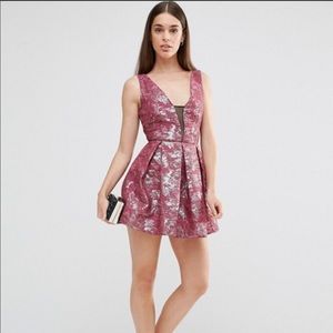 NWT Lashes Fit & Flare Metallic Jacquard Sleeveless Mini‎ Dress 14 Whimsigoth